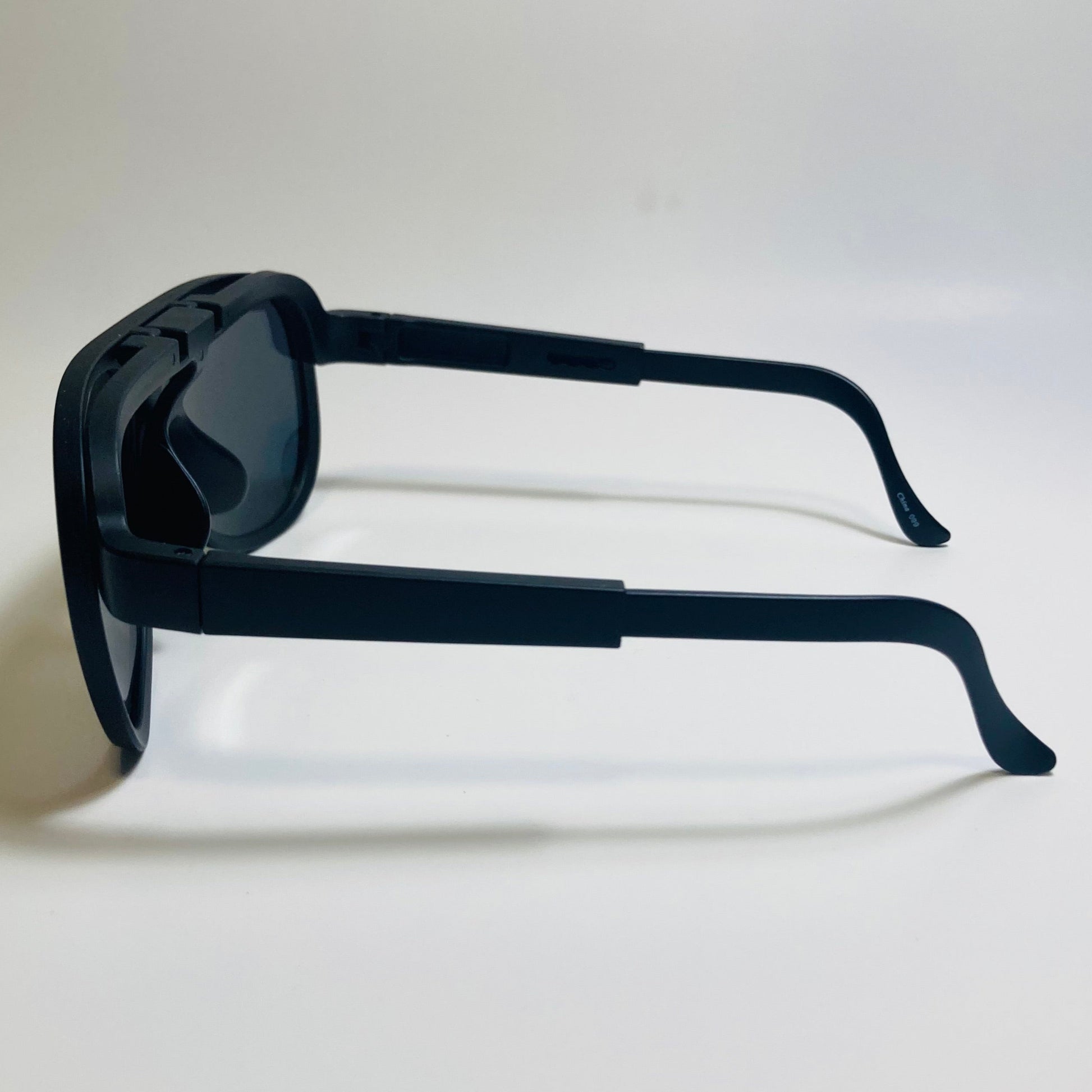 MENS BLACK AND ORANGE retro flip aviator mirrored sunglasses