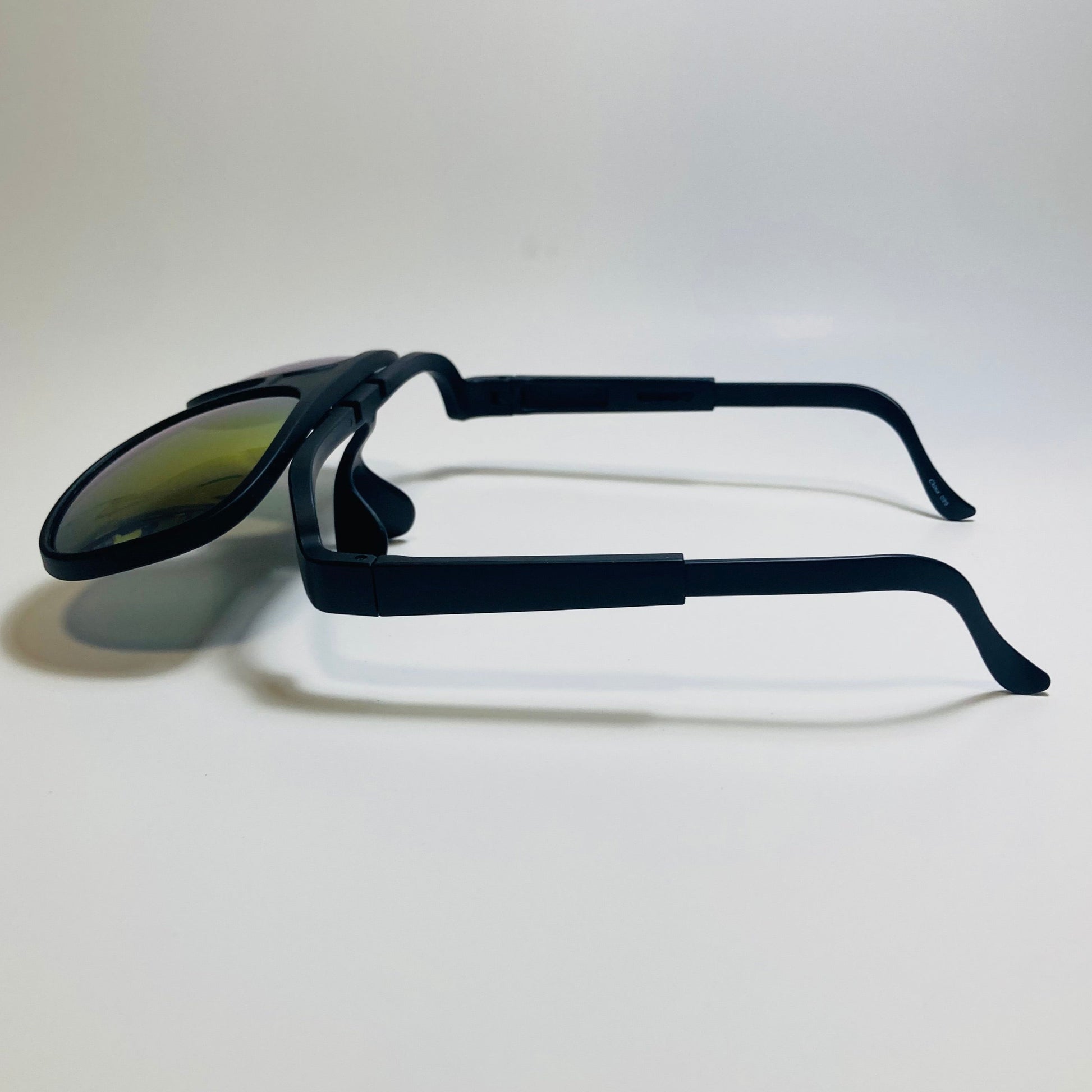 MENS BLACK AND ORANGE retro flip aviator mirrored sunglasses