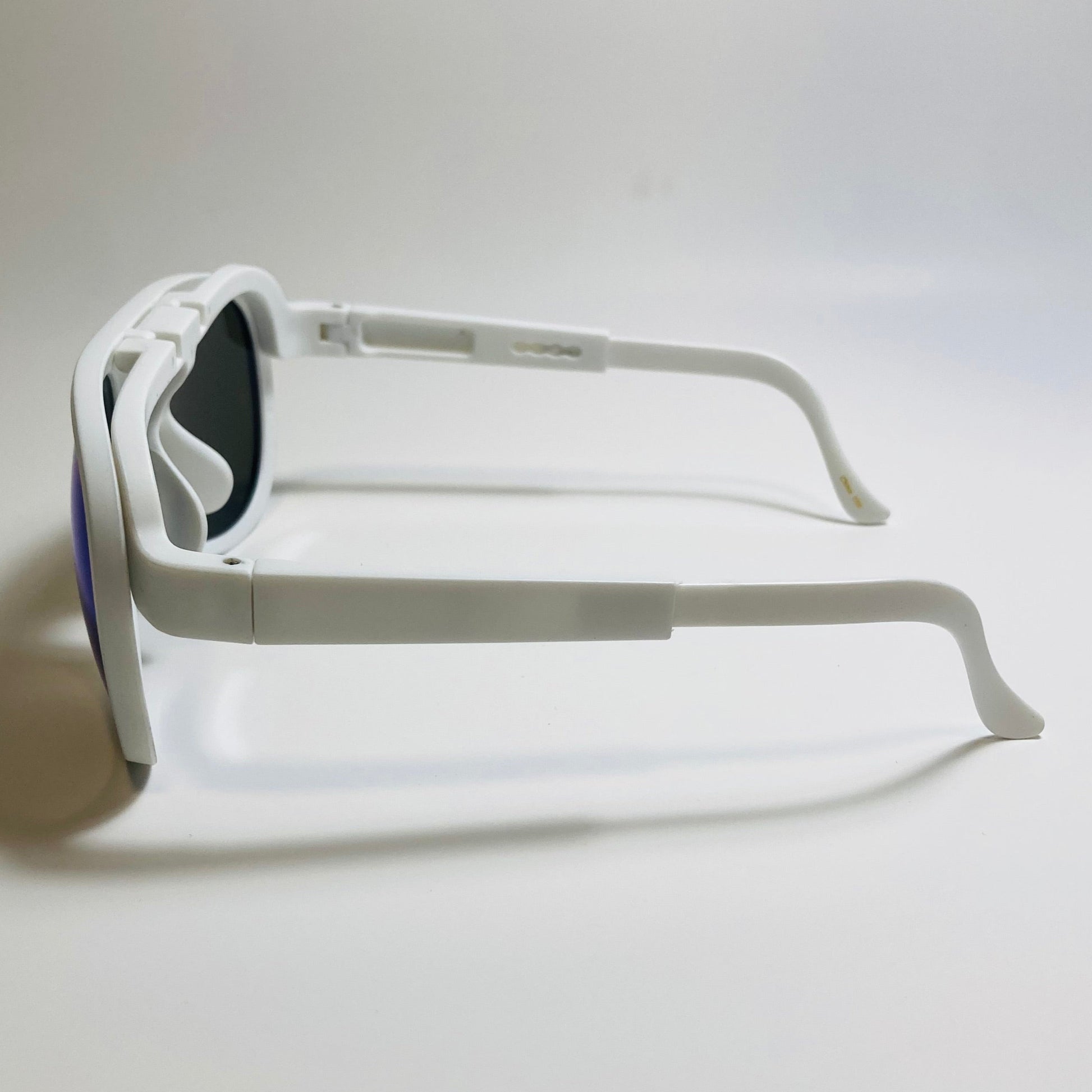 MENS white AND blue retro flip aviator mirrored sunglasses