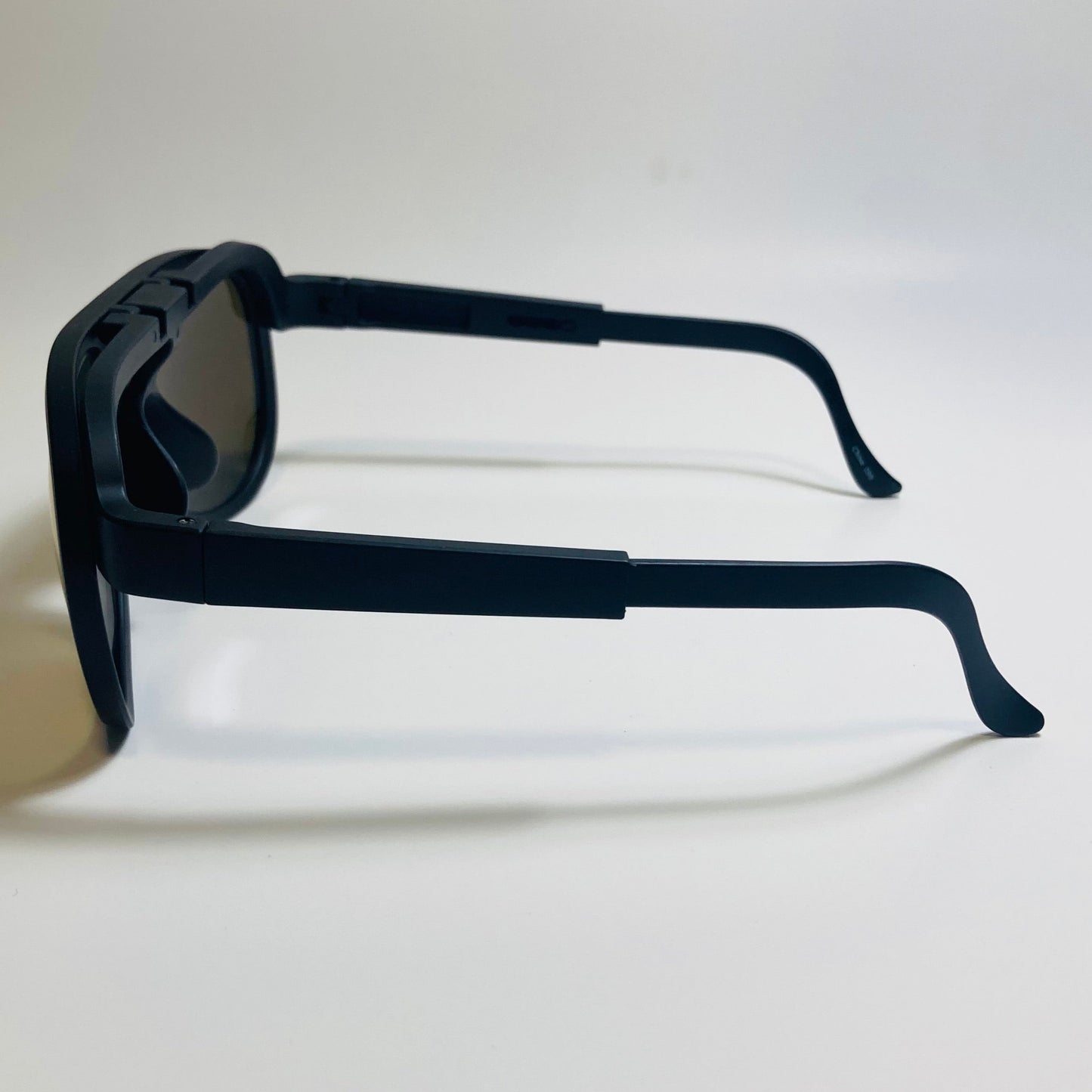 MENS black AND blue retro flip aviator mirrored sunglasses