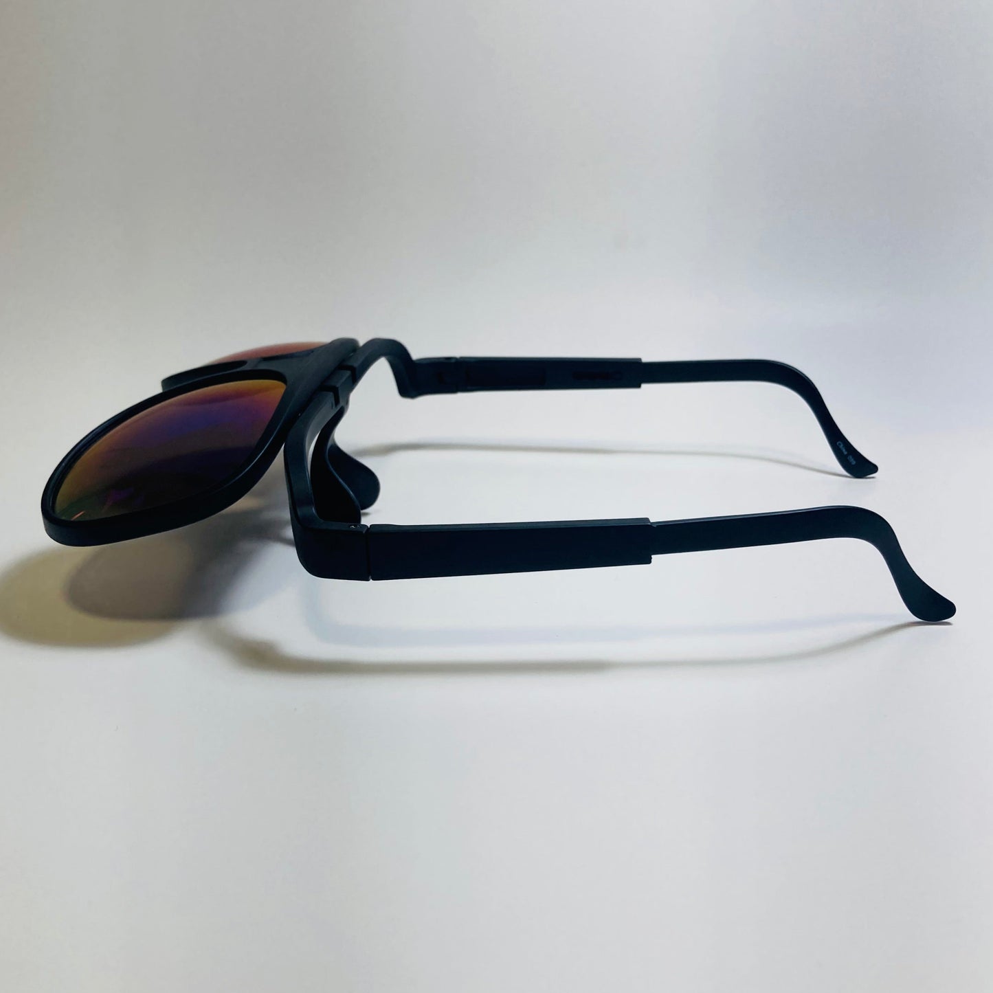 MENS black AND blue retro flip aviator mirrored sunglasses