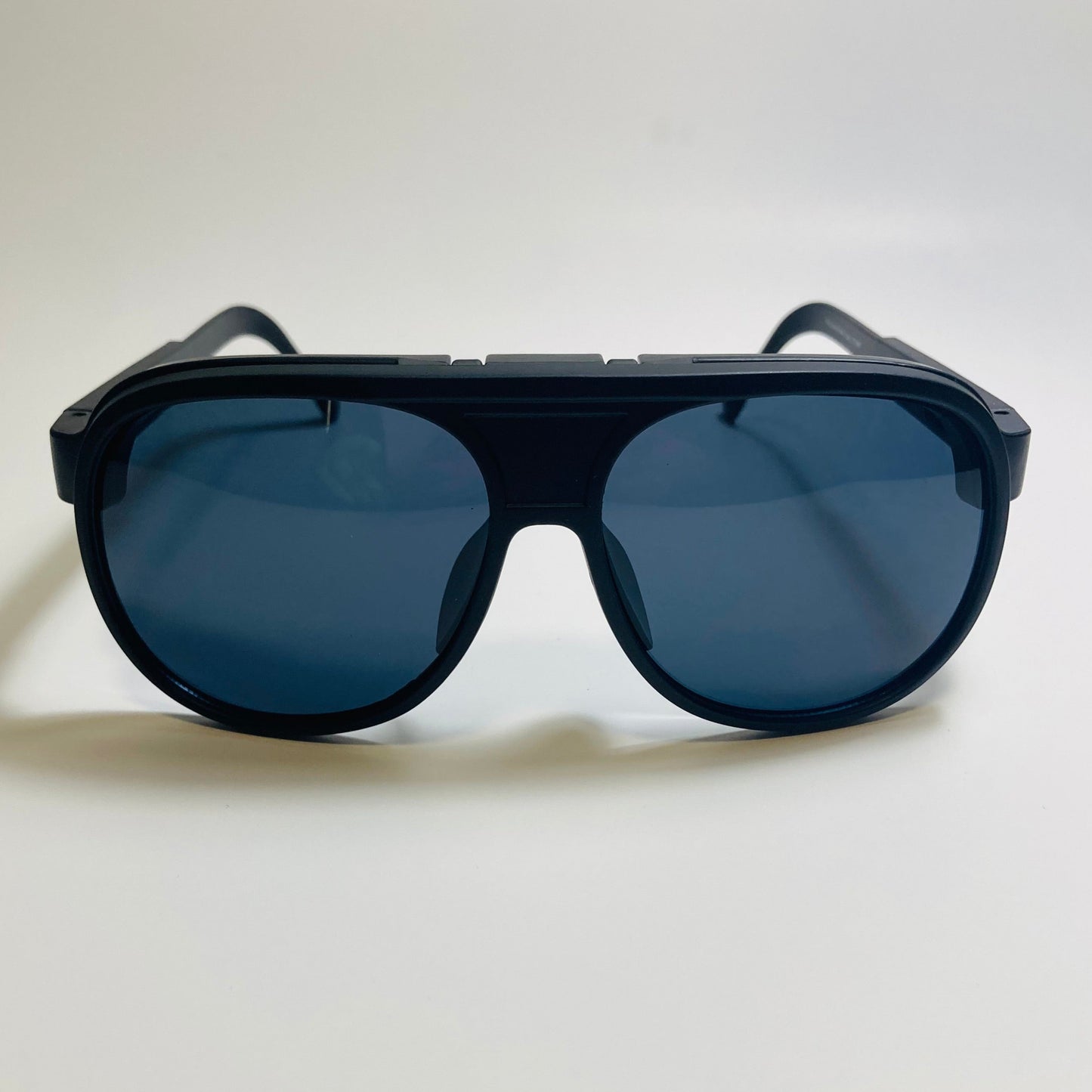 MENS matte black retro flip aviator sunglasses