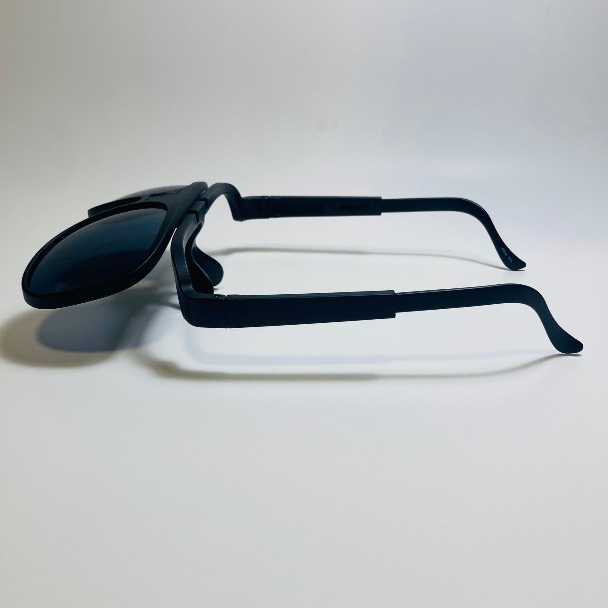 MENS matte black retro flip aviator sunglasses