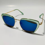 womens green and blue cat eye sunglasses with mirror lenses