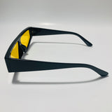 mens and womens black futuristic sunglasses with yellow lenses