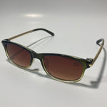 mens and womens green gold and brown square sunglasses