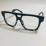 mens and womens blue clear and gold fake glasses