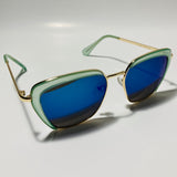 womens green and blue cat eye sunglasses with mirror lenses