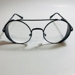 mens and womens black round glasses with side shields