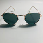mens and womens gold and green square sunglasses