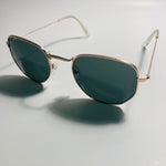 mens and womens gold and green square sunglasses