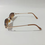 mens and womens brown and gold small rimless sunglasses
