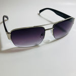 mens silver and black square sunglasses with crossbar