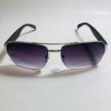 mens silver and black square sunglasses with crossbar