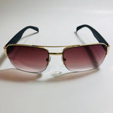 mens gold and brown square sunglasses with crossbar