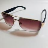 mens gold and brown square sunglasses with crossbar