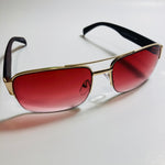 mens gold and red square sunglasses with crossbar