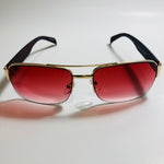 mens gold and red square sunglasses with crossbar