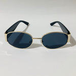 mens and womens black and gold round sunglasses 
