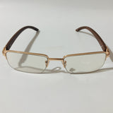 gold and clear Mens and womens metal square sunglasses half rim