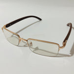 gold and clear Mens and womens metal square sunglasses half rim