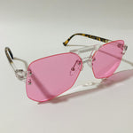 mens and womens pink rimless aviator sunglasses