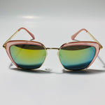 womens pink and green cat eye sunglasses with mirror lenses