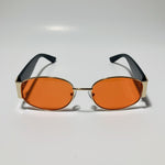 mens and womens black red and gold round sunglasses 