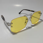 mens and womens yellow rimless aviator sunglasses