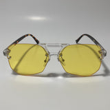 mens and womens yellow rimless aviator sunglasses