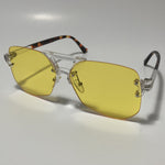 mens and womens yellow rimless aviator sunglasses