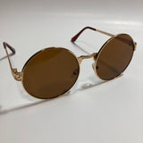 mens and womens gold round steampunk sunglasses with brown lenses