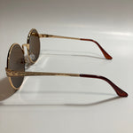 mens and womens gold round steampunk sunglasses with brown lenses