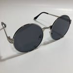 mens and womens silver round steampunk sunglasses with black lenses