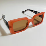 womens orange black and brown square sunglasses