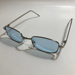 mens and womens silver and blue square sunglasses