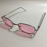mens and womens silver and pink square sunglasses