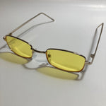 mens and womens gold and yellow square sunglasses