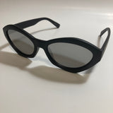 womens black and silver mirrored cat eye sunglasses