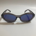 womens gray and blue mirrored cat eye sunglasses