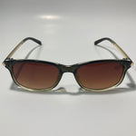 mens and womens green gold and brown square sunglasses