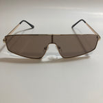 mens and womens gold and brown square futuristic sunglasses