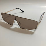 mens and womens gold and brown square futuristic sunglasses