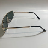mens and womens gold and green square futuristic sunglasses