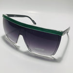 mens and womens green and black shield sunglasses