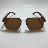 womens brown and gold aviator sunglasses