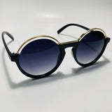 womens black and gold round sunglasses