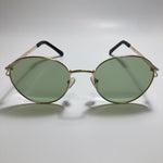 mens and womens green and gold round sunglasses 