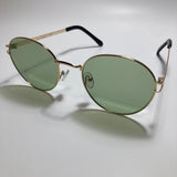 mens and womens green and gold round sunglasses 