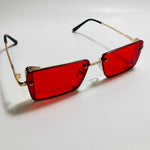 mens and womens red and gold side shield square sunglasses